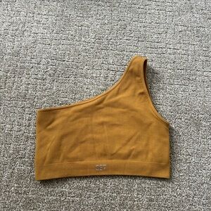 SET Active Ribbed One-Shoulder Top in Golden Brown